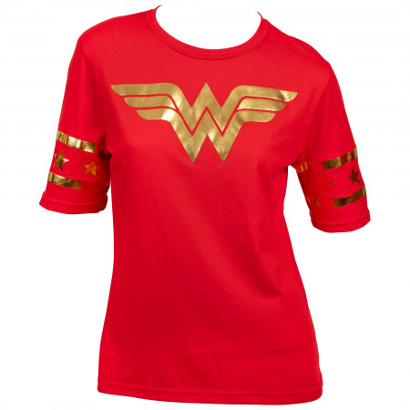 Wonder Woman Gold Foil Classic Symbol Women's T-Shirt